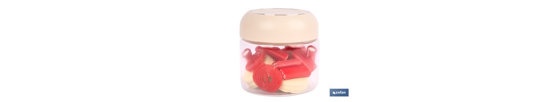 Bote de cocina de vidrio borosilicato | Tapa beige | Cierre a presión | Capacidad: 400 ml | Almacenaje de alimentos | Medidas: 