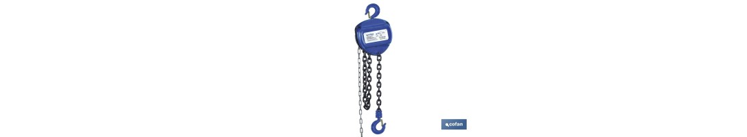 Polipasto de cadena manual | Altura de elevación: 6 m | Color: azul | Gancho resistente | Disponible en varias capacidades de c