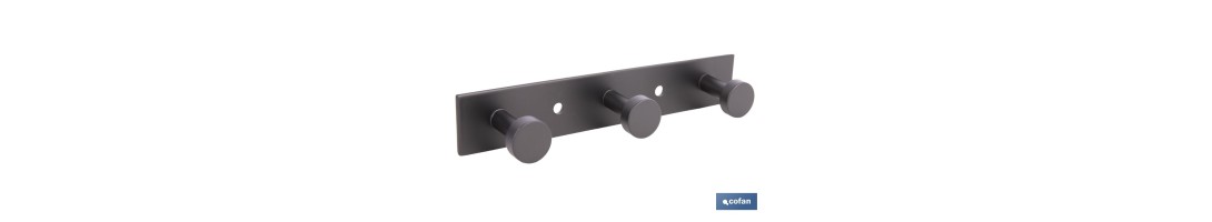 Perchero de pared negro | Material: acero inoxidable | Resistente y elegante | Disponible con diferentes colgadores