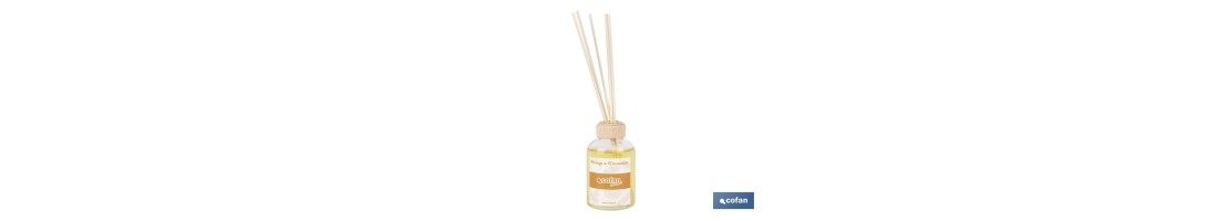 Ambientador de varillas | Aroma a naranja y canela | Difusor con varillas de ratán