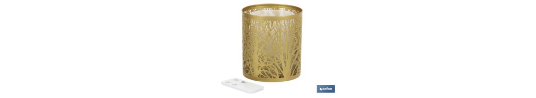 Difusor cilíndrico para aromaterapia | Capacidad de 100 ml | Forma cilíndrica con árboles en color dorado