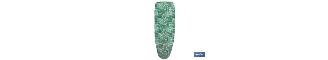 Funda acolchada para tabla de planchar con estampado de ramas verdes | Tamaño universal | Material: 100 % algodón | Refleja el 