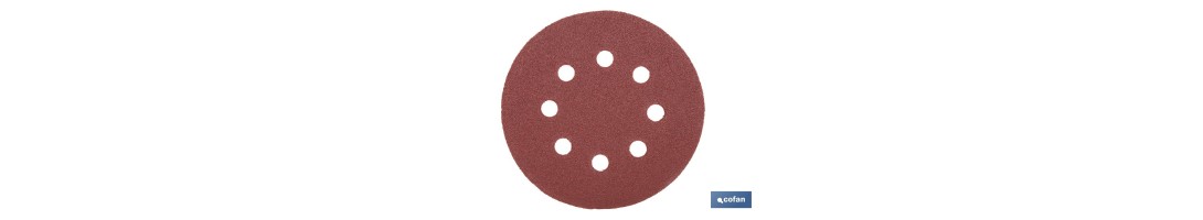 Discos de lija para lijadora Orbital | Pack de 5 hojas de lija redondas | Material: óxido de aluminio | Disponibles en diferent