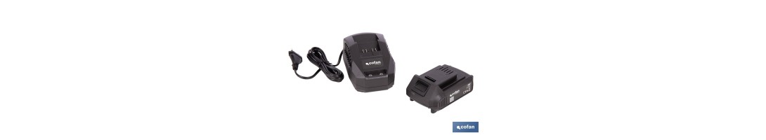 Pack de cargador 20 V 2.4 A + Batería 20 V 2.0 Ah Li-Ion | Compatible con sistema 1 for All | Protección contra sobrecarga y la