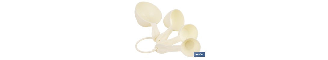 Juego de 4 cucharas medidoras con diferentes capacidades | Medición en mililitros | Color: amarillo pastel