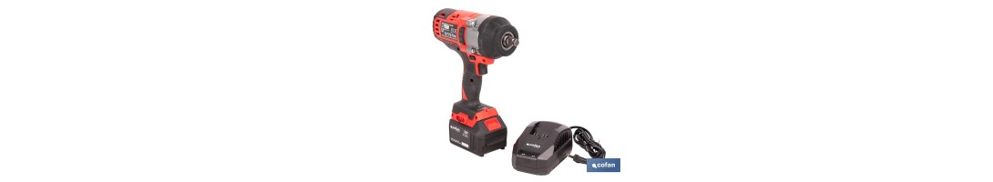 Pistola de impacto 1/2 a batería con motor brushless | Potencia: 20 V | Velocidad de 1800 rpm | 400–1000 Nm | Disponible con y