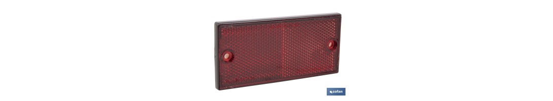 Catadióptrico rectangular con 2 agujeros y adhesivo | Tornillos no incluidos | Producto homologado | Disponible en 3 colores di