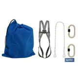 Conjunto arnés completo | 2 puntos anclaje | Cuerda seguridad | 2 mosquetones | EN 361/EN 354/EN 362
