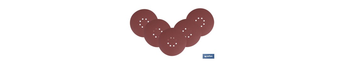 Pack de 5 discos de lija para lijadora de pared y techo | Hojas de lija redondos de óxido de aluminio | Disponibles en diferent