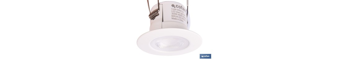 Downlight LED estanco 6 W 600 lúmenes | 3 CCT regulable, ahorro de energía y larga duración | IP65 resistente al agua y polvo