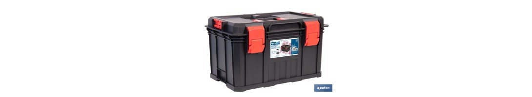 Caja de herramientas modular con separadores removibles y conectores | Capacidad de carga: 50 kg | Compatible con set modular |