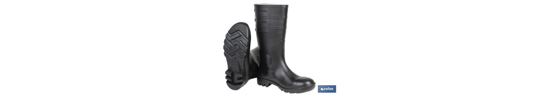 Botas de agua altas S-5 | Calzado de seguridad | Color: negro | Protección reforzada | Disponible desde la talla 38 hasta la 47