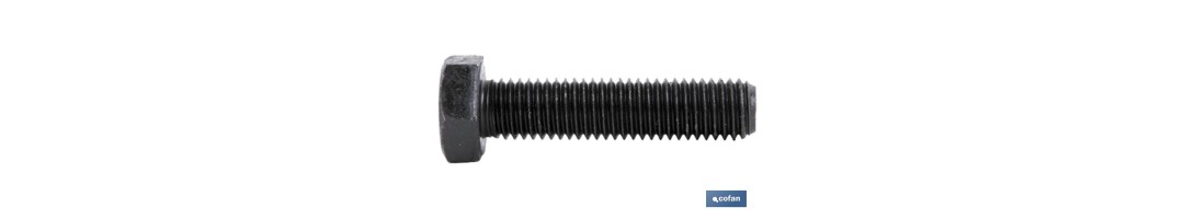 Tornillo con cabeza hexagonal DIN-933 | Rosca total | Clase 10,9 negro | Medidas desde M-6 hasta M-24