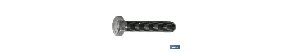 Tornillo con cabeza hexagonal PASO FINO DIN-961 | Rosca total | Clase 8,8 negro | Medidas desde M-8 hasta M-20