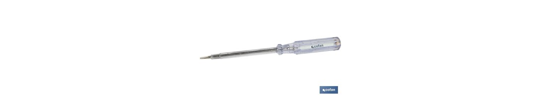 Destornillador plano busca polos | Para voltajes de 100-250 V | Empuñadura transparente reforzada