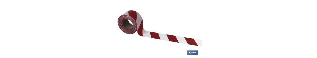 Cinta de balizamiento no adhesiva | Color rojo/blanco | Medidas: 50 y 80 mm | Longitud: 100 y 200 metros | Galga 200