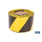 Cinta de balizamiento no adhesiva | Color amarillo/negro | Medidas: 50 y 80 mm | Longitud 100 y 200 metros | Galga 200