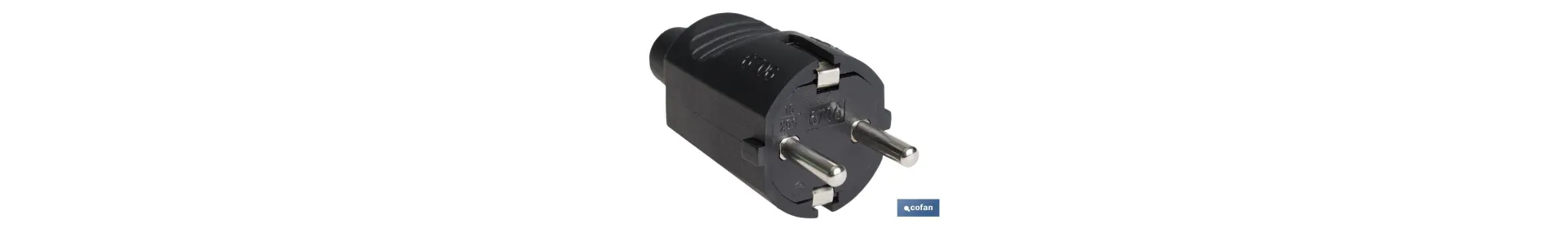 Clavija Bipolar Schuko de goma | 16 A - 250 V | Color Negro