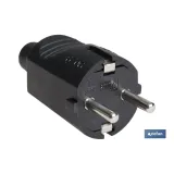 Clavija Bipolar Schuko de goma | 16 A - 250 V | Color Negro