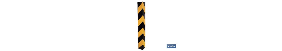Esquinero recto de caucho | Medidas 80 x 10 x 1 cm | Color: amarillo y negro | Protección para esquinas