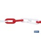 Cadena de polipropileno | Color: rojo y blanco | Rollos de 30 metros | Eslabón: 8 mm
