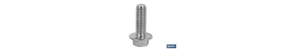 Tornillo Hexagonal con base ranurada DIN 6921 | Clase 8.8 zincado | Medidas desde M-5 hasta M-12