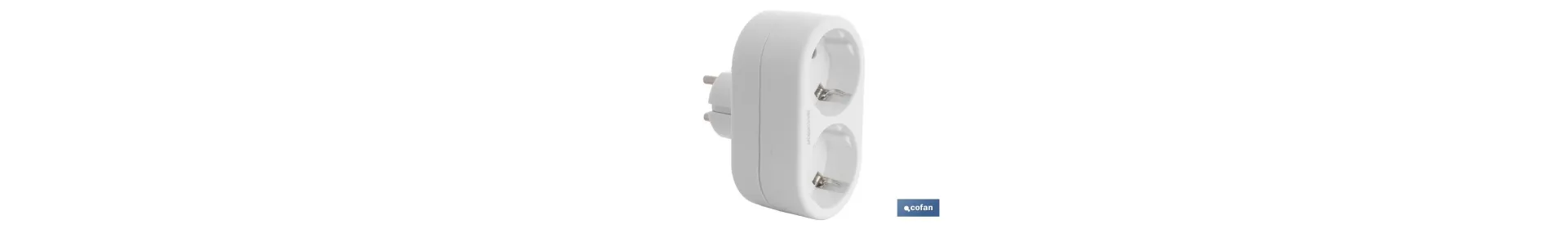 Adaptador doble Frontal Schuko | Color Blanco | 16 A - 250 V
