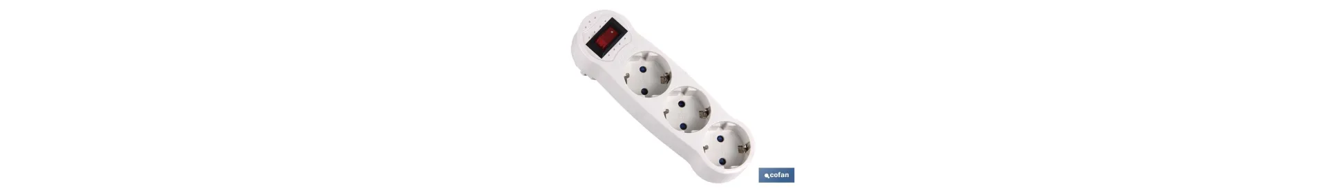 Adaptador triple Frontal Schuko con interruptor | Color Blanco | 16 A - 250 V