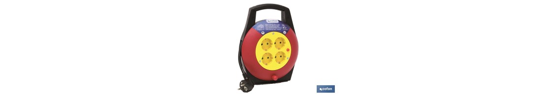 Enrollacables de 4 tomas | Longitud del cable 7 m | Sección cable 3 x 1,5 mm