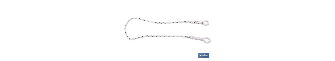 Cuerda de seguridad para Arnés | Medida en 1,5 m | Ø 12 mm | Con Hebillas y Guardacabos