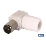 Conector de antena de TV | Tipo codo salida macho | Longitud 9,5 mm