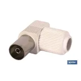 Conector de Antena TV Codo | Vía Hembra | Longitud 9,5 mm