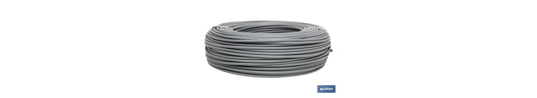 Rollo Cable Eléctrico H07V-K de 100 m | Sección de cable de varias medidas | Color: Gris