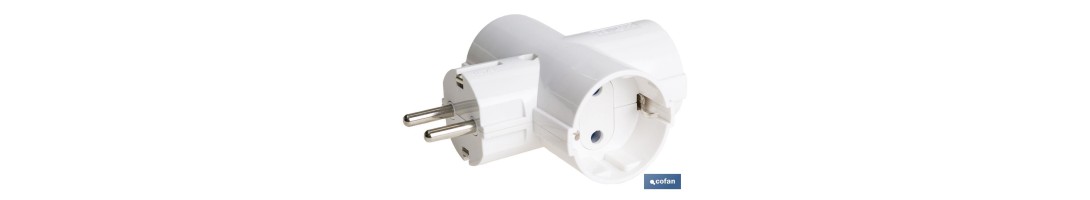 Adaptador triple Schuko 2P+T | Color Blanco | 16 A - 250 V