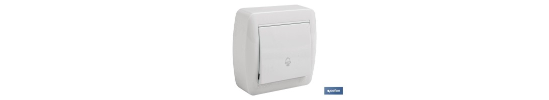 Pulsador de Campana de superficie | Modelo Atlantis | Color blanco | 10 A - 250 V