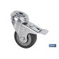 Rueda de goma gris para tornillo pasante y con freno | Diámetros desde 30mm hasta 75 mm | Para pesos desde 25 kg hasta 45 kg