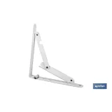 Palomilla plegable en color blanco | Soporte abatible de alta resistencia para estanterías, encimeras o mesas auxiliares