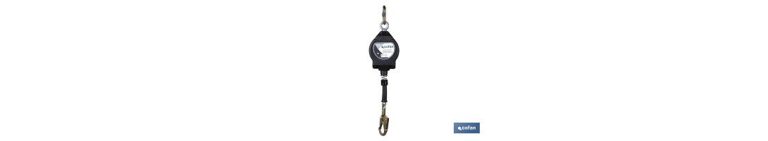 Anticaídas Retráctil con Absorbedor de Energía | Cable 10 m | Aguanta 140 kg Máximo