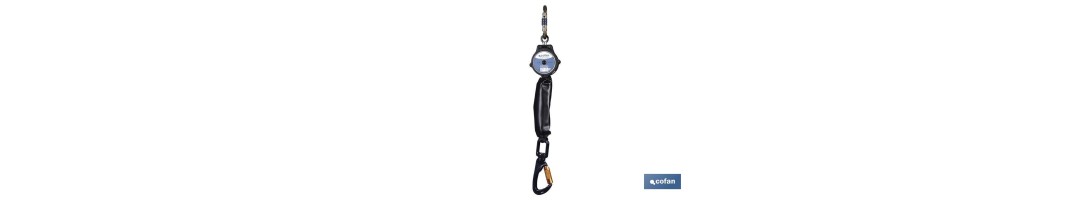 Anticaídas Retráctil con Absorbedor de Energía | Cable 2 m | Aguanta 140 kg Máximo en Uso Vertical y Horizontal