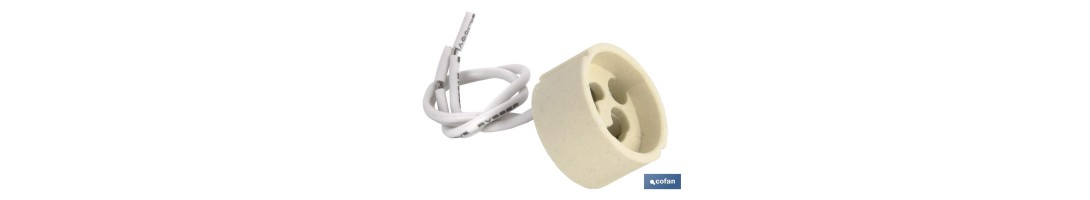 Portalámparas cerámico con casquillo y cable | Para lámparas tipo GU10 o GZ10 | 2 A - 250 V~