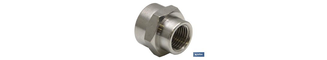 Manguito Hembra-Hembra Reducido Latón Niquelado