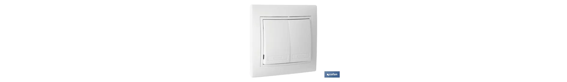 Doble Interruptor - Conmutador de empotrar | Modelo Pacific | 10 A - 250 V | Color blanco
