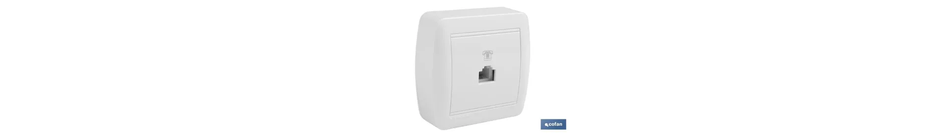 Base para Teléfono RJ11 de superficie | Modelo Atlantis | Color blanco | 10 A - 250 V