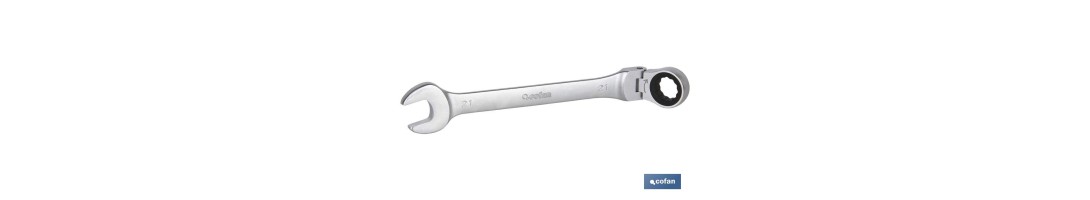 Llave combinada articulada en 180° de carraca | Fabricada en acero al cromo vanadio | Medidas de la llave: 24 mm