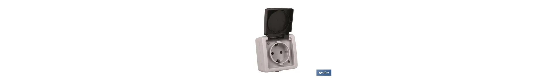 Base Enchufe con tapa IP44 | Para exteriores | 16 A - 250 V | Color gris
