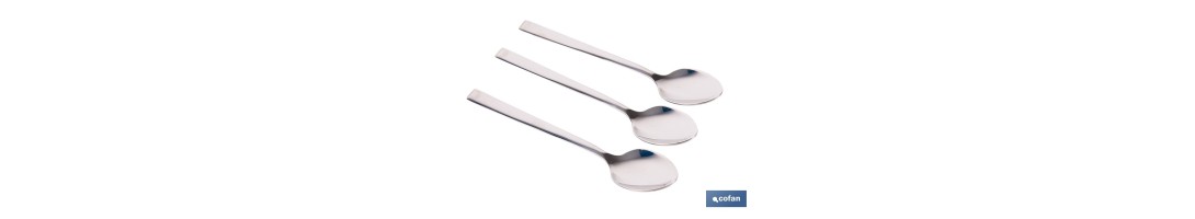 Cuchara de Té | Modelo Bari | Fabricado en Acero Inox 18/0 | Blíster de 3 Unidades
