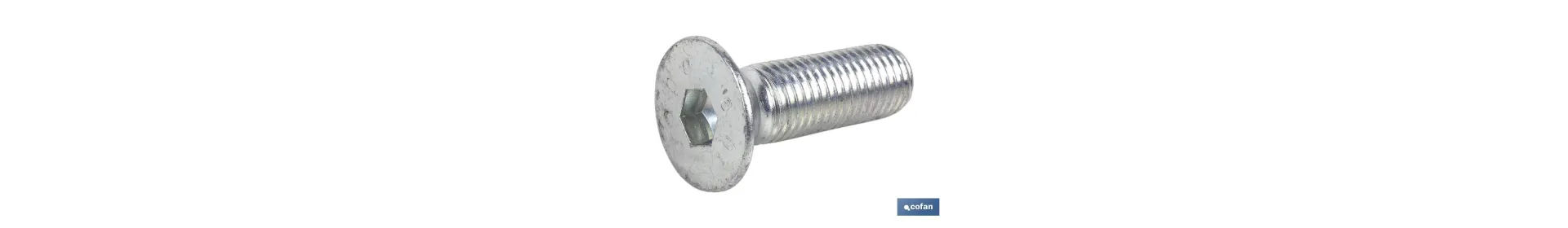 Tornillo allen DIN 7991 | Cabeza avellanada y plana con hexágono | Clase 10.9 zincado | Medidas desde M-3 hasta M-20