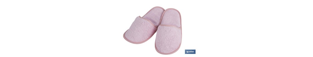 Zapatillas Baño | Modelo Flor | Color Rosa Claro | 100% Algodón | Gramaje 500 g/m² | Talla M o L