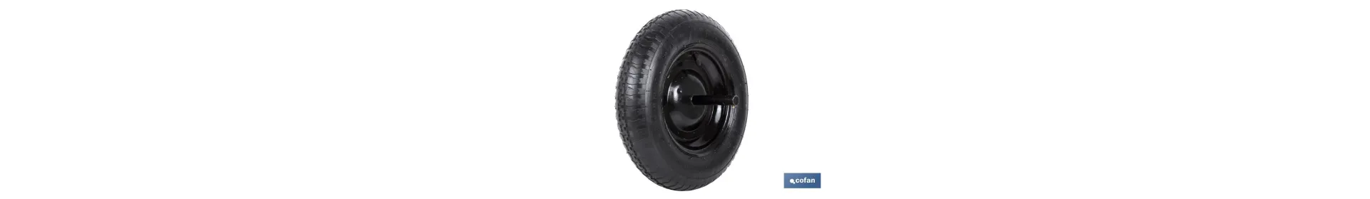 Rueda para carretilla de obra Neumática  con Varillas | Ø del eje en 20 mm | Diámetro rueda Ø 370 mm | Peso máximo 120 kg