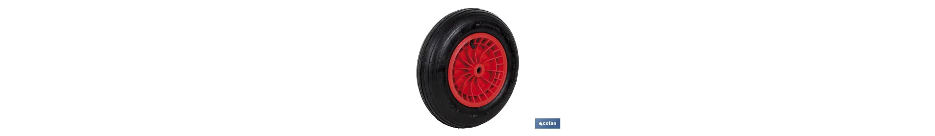 Rueda para carretilla de obra con rodamiento | Fabricada con llanta de ABS neumática | Para pesos de hasta 136 kg